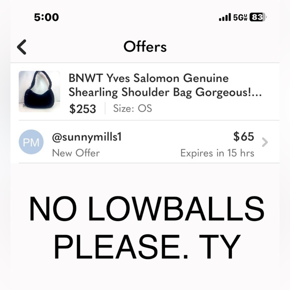 BNWT Yves Salomon Genuine Shearling Shoulder Bag PRICE FIRM NO DISCOUNTS! - Picture 15 of 15